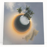 Black and white stretched canvas of the Caribbean Virgin Islands, ideal for kitchen wall art.