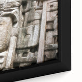 Extra large framed canvas depicting a textured black wall art scene of Central America with vibrant, colorful accents.