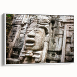 Vintage poster art of Belize scenery on a framed canvas, featuring vibrant colors, ideal for living room decor.