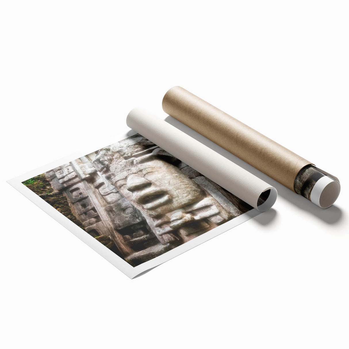 Extra large rolled print of a Central American scenery with vibrant floral elements, ideal for classy bathroom wall art.