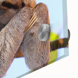 Acrylic print of a large abstract depiction of Costa Rica scenery in mid-century modernist style, suited as dining room art.