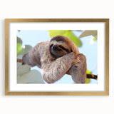 Extra large wall art featuring abstract textured print of Central America scenery, in gold frame.