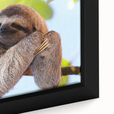 Framed canvas featuring a textured depiction of a Costa Rican landscape in vibrant colors.