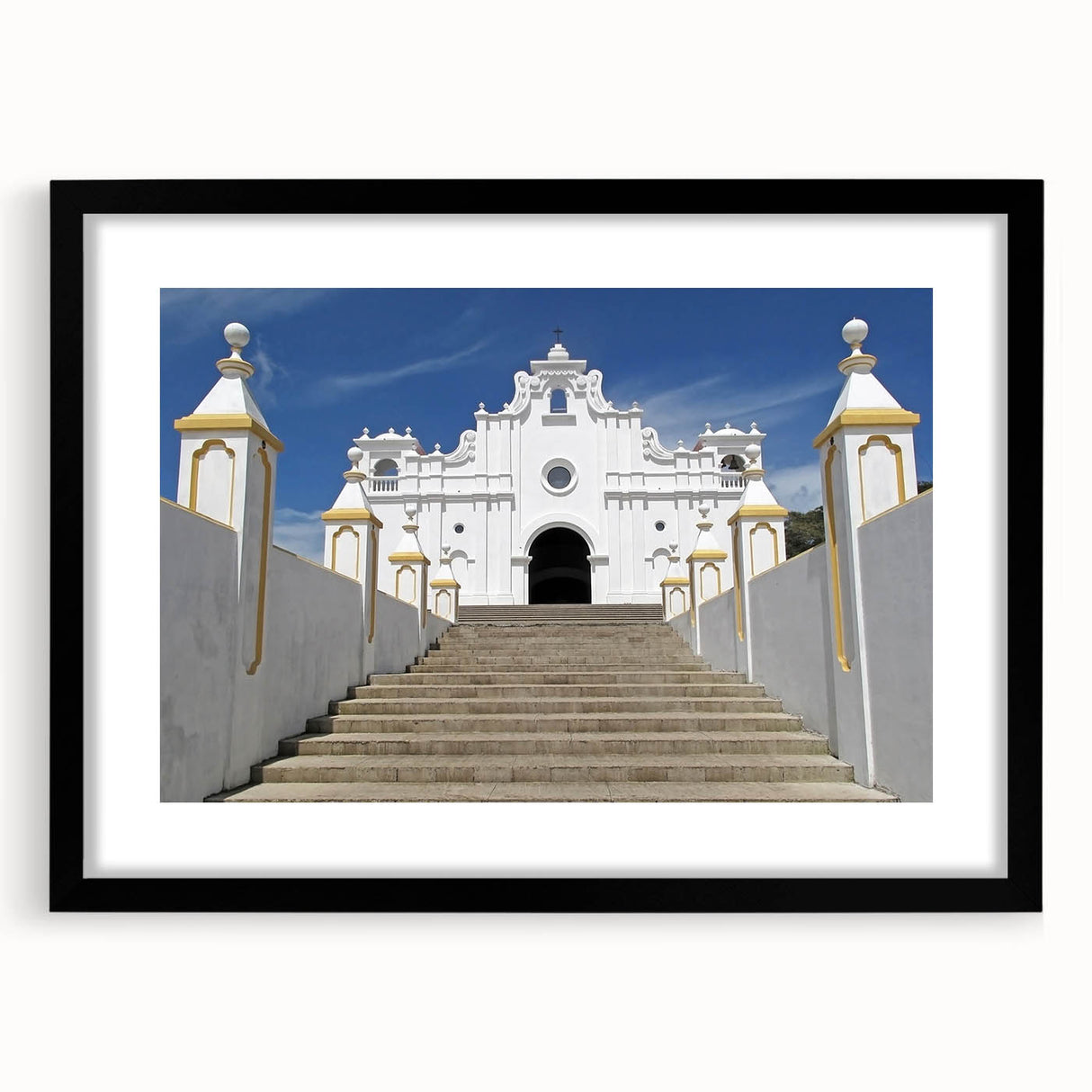Abstract art print featuring vibrant, colorful textures of a Central American landscape on a large framed canvas.