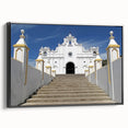 Black and white framed canvas of a vintage El Salvador landscape, ideal for bedroom wall art.