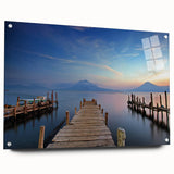 Large abstract wall art of Central American scenery in vibrant colors on acrylic glass.