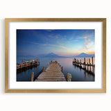 Extra large abstract art print depicting a textured scenery of Central America in a gold frame, suited for living room decor.