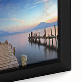 Extra large framed canvas of a textured Central American scenery in black with vibrant colorful accents.