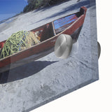 Large abstract wall art featuring vibrant Central American scenery on acrylic glass, ideal for dining room ambiance.