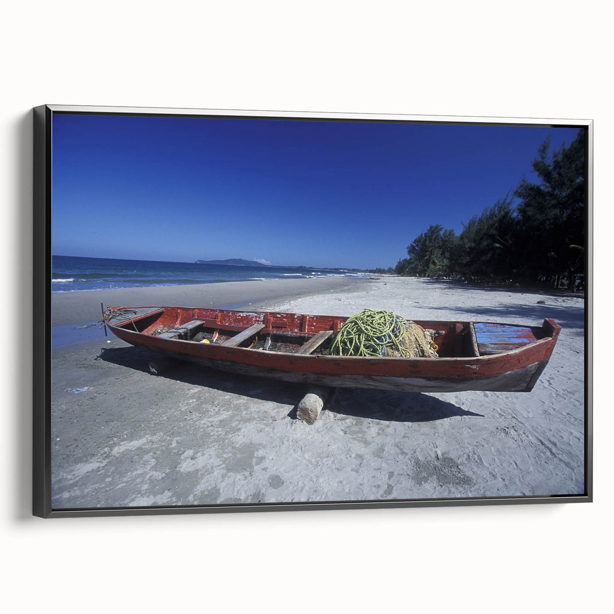 Black and white framed canvas of a vintage Honduran landscape, ideal for bedroom decor.