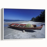 Vintage poster art of a scenic Central American landscape on a framed canvas, featuring vibrant colors.