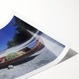 Extra large wall art featuring line art flowers in a muted color palette on a rolled canvas.