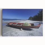 Large black and white stretched canvas of a Central American scenery, ideal for kitchen wall art.