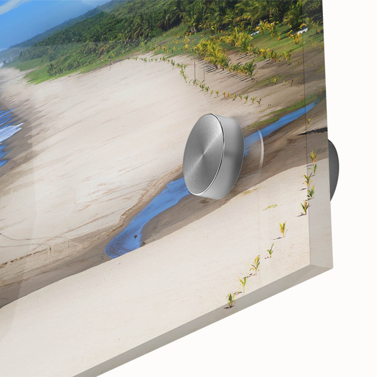Large abstract wall art featuring vibrant hues of Nicaragua scenery on acrylic glass, suitable for dining room ambiance.