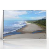 Acrylic print of a modern art depiction of Nicaragua landscape, featuring art deco style and muted colors.