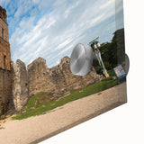 Large abstract wall art featuring a mid-century modernist design of Central America scenery in vibrant colors on acrylic…