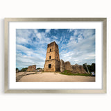 Textured abstract art print of Central America scenery in silver frame, ideal for bedroom wall decor.