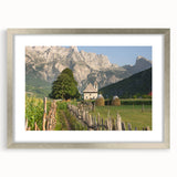 Extra large abstract art print featuring textured scenery of Albania, in silver frame, ideal for living room decor.