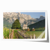 Extra large rolled print of a European Albanian scenery with vibrant floral elements, ideal for dining room wall art.