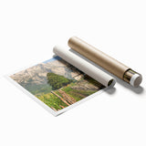 Extra large wall art depicting a serene Albanian landscape, printed on rolled canvas.