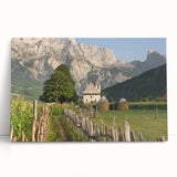 Large black and white stretched canvas of a European Albanian scenery, ideal for kitchen wall art.