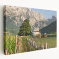Large art canvas depicting a European Albanian landscape in muted earth tones, ideal for kitchen wall art.