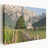 Large art canvas depicting a European Albanian landscape in muted earth tones, ideal for kitchen wall art.