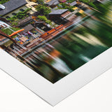 Art deco poster of an Austrian landscape in muted earth tones on rolled canvas, suitable for dining room decor.