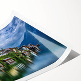 Extra large wall art featuring line art flowers in soft pastel shades on a rolled print, ideal for large living room decor.