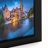 Large abstract wall art depicting a European scenery in muted earth tones on a framed canvas, ideal for dining room decor.