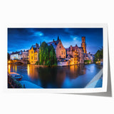 Rolled print of a European Belgian landscape with floral elements in pastel shades, ideal for dining room wall art.