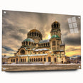 Large abstract wall art of a European scenery in Bulgaria, rendered on acrylic glass with a muted color palette.