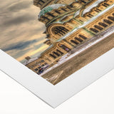 Art deco poster of a Bulgarian landscape in muted earth tones on rolled canvas, suitable for dining room walls.