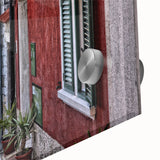 Large abstract wall art of Croatian scenery in vibrant blue and green hues on acrylic glass.