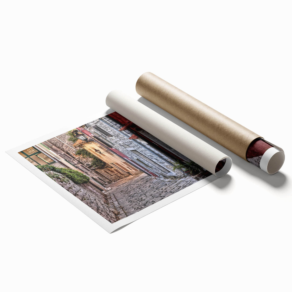 Extra large rolled print of a Croatian landscape featuring vibrant floral elements.