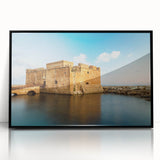 Large abstract wall art featuring a Cyprus landscape in muted earth tones on a framed acrylic.