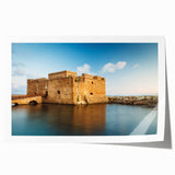 Rolled print of a Cyprus landscape featuring vibrant green and blue tones, ideal for art wall dining room decor.