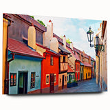 Acrylic print of Prague scenery in muted earth tones, ideal for bedroom or dining room decor.