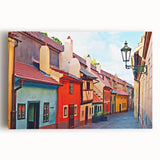 Black and white stretched canvas of Prague skyline, ideal for kitchen wall art.