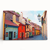 Black and white photo of Prague skyline on large stretched canvas, ideal for kitchen wall art.