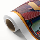 Art deco poster of Prague skyline in pastel shades on rolled canvas, ideal for nursery wall art.