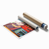 Extra large rolled print of Prague scenery with muted earth tones, ideal for classy bathroom wall art.