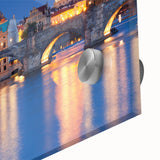 Large abstract wall art of a Czech Republic scenery in muted earth tones on acrylic glass, ideal for dining room art.