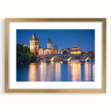 Extra large abstract art print of a textured Czech Republic scenery in muted earth tones, framed in gold.