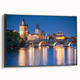 Black and white framed canvas featuring a vintage-style landscape of the Czech Republic, ideal for bedroom decor.