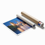 Large rolled print of a Czech Republic scenery with soft floral elements, suitable as classy bathroom wall art.