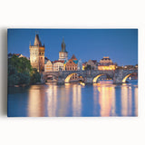 Black and white photo of Prague on stretched canvas, ideal for kitchen wall art or bedroom ambiance.