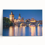 Black and white stretched canvas of a European cityscape, ideal for kitchen wall art.