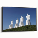 Black and white framed canvas of a vintage Danish landscape, ideal for bedroom wall art.