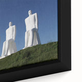 Black wall art featuring a textured depiction of a European scenery in colorful art style, framed canvas.